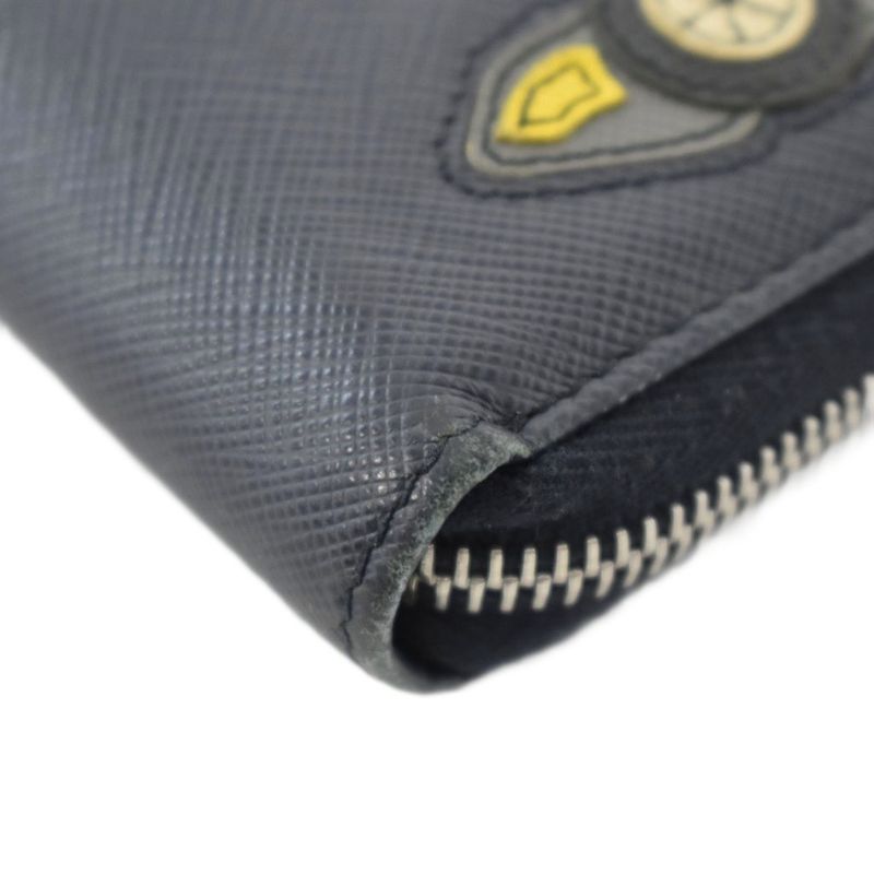 Prada Racing Car Patch Wallet Leather Navy