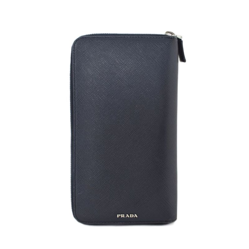 Prada Racing Car Patch Wallet Leather Navy