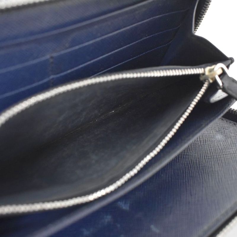 Prada Racing Car Patch Wallet Leather Navy