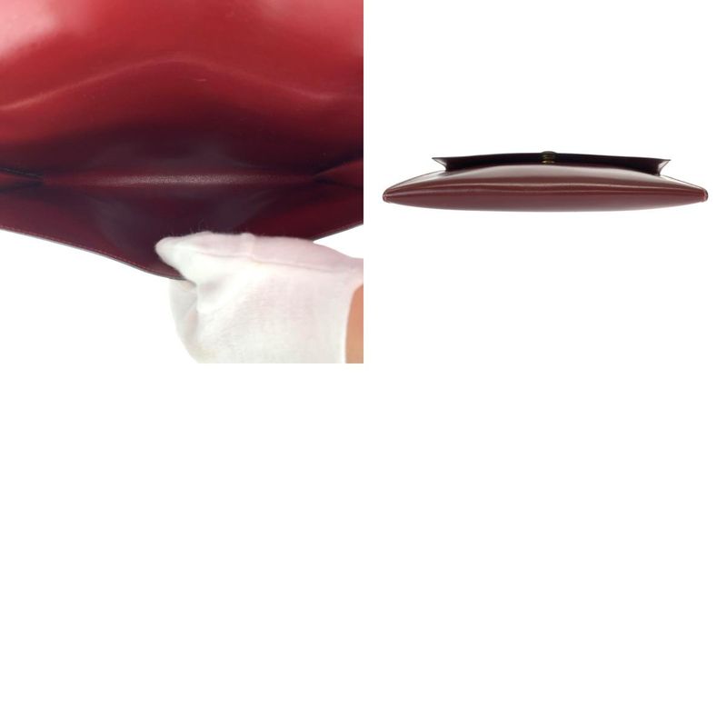 Hermes Vintage Pochette Rio Wine Red Rouge Ash Gold Clutch O