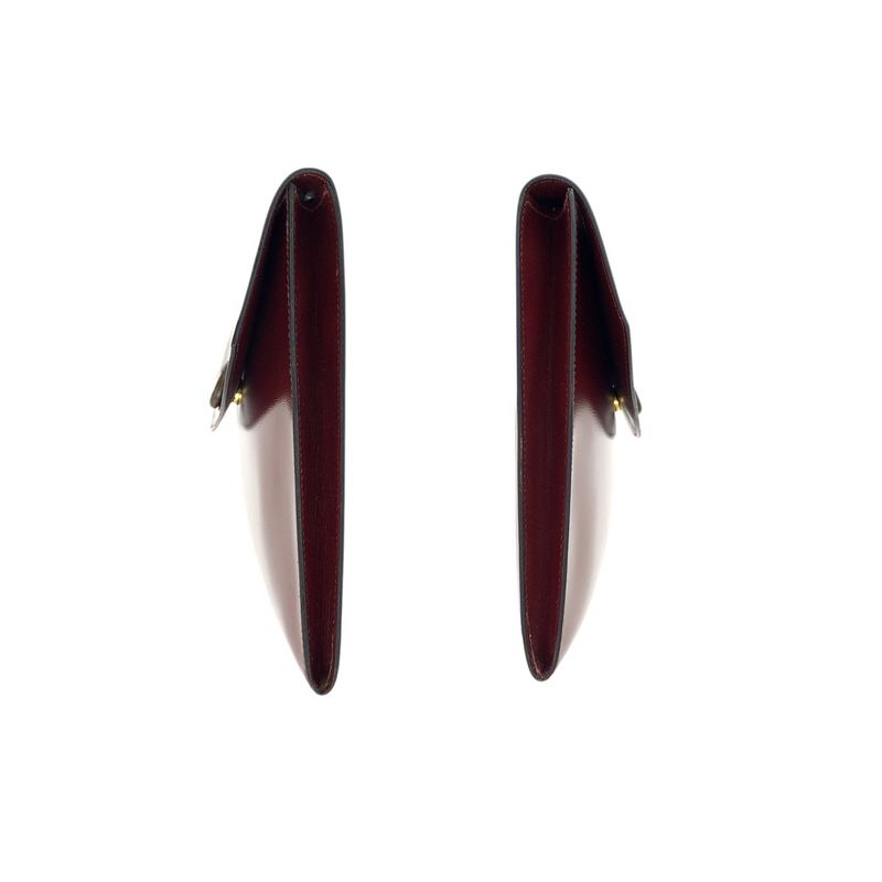 Hermes Vintage Pochette Rio Wine Red Rouge Ash Gold Clutch O