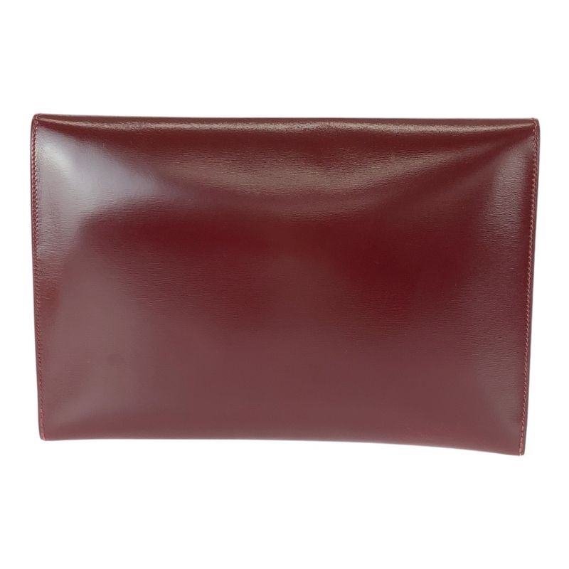 Hermes Vintage Pochette Rio Wine Red Rouge Ash Gold Clutch O