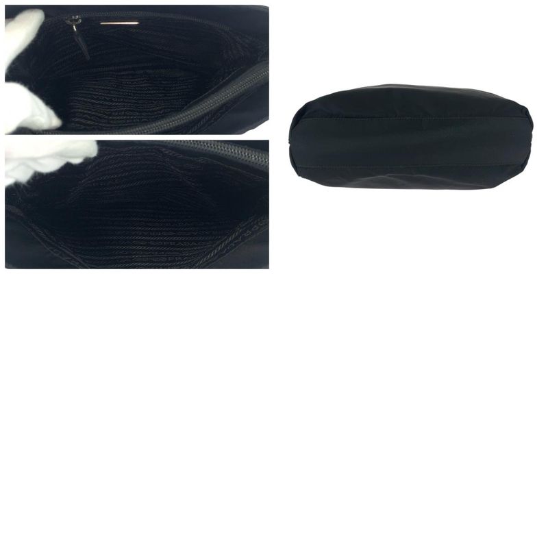 Prada Tessuto Black Silver Nylon Shoulder Bag Tote