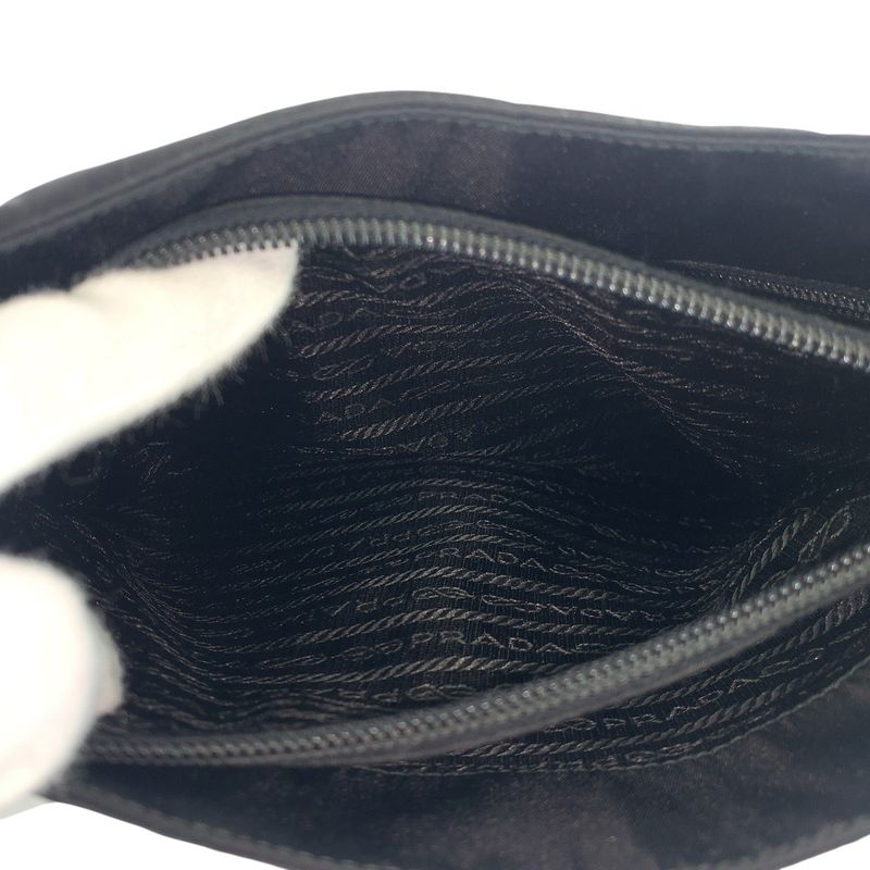 Prada Tessuto Black Silver Nylon Shoulder Bag Tote