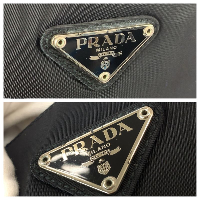 Prada Tessuto Black Silver Nylon Shoulder Bag Tote