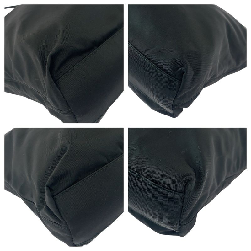 Prada Tessuto Black Silver Nylon Shoulder Bag Tote