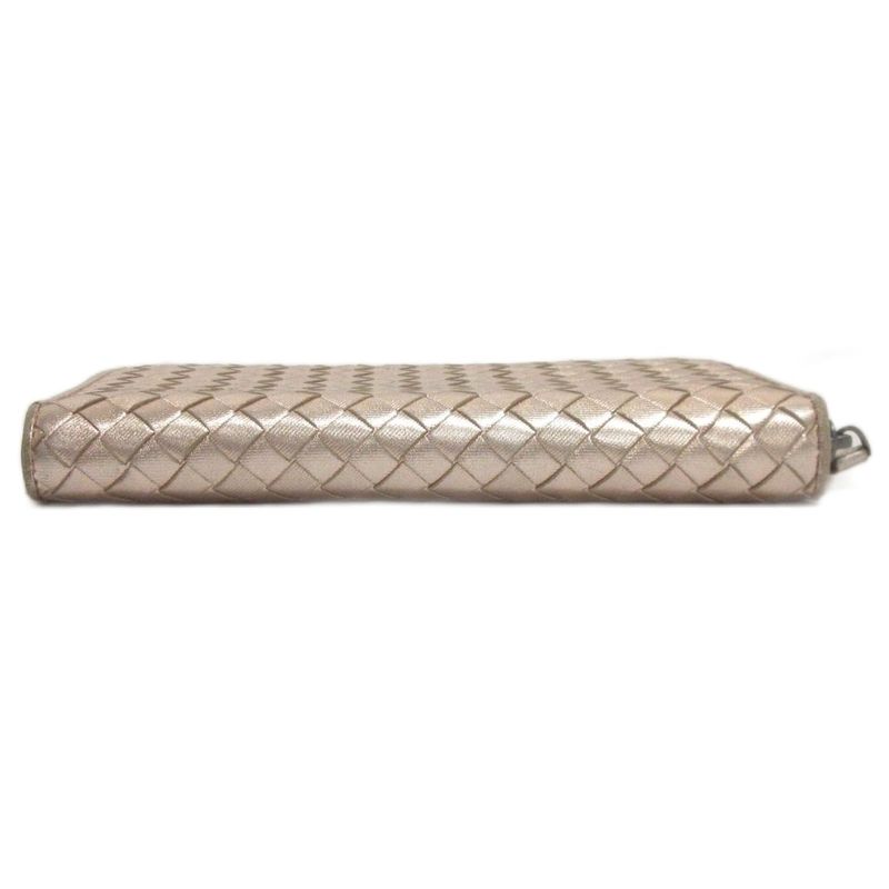 Bottega Veneta Intrecciato Metallic Wallet Zip Around Coin Purse Braided