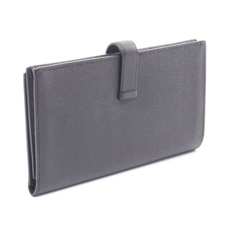 Hermes Bifold Wallet Bearn Souffle Black Leather