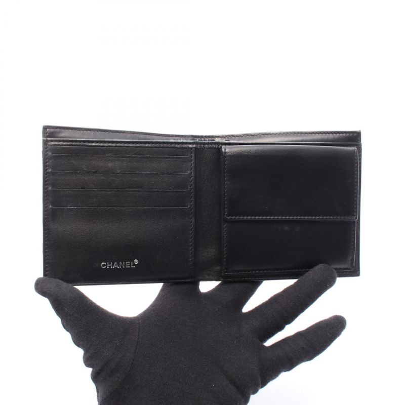 Chanel Bifold Wallet New Travel Line Black Leather