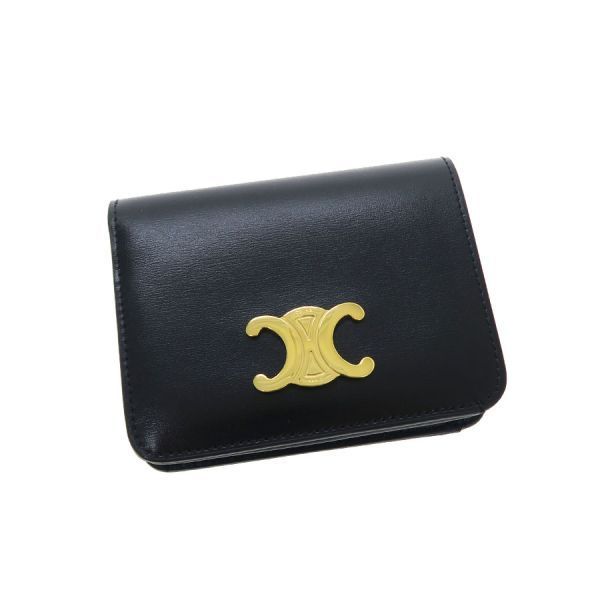 Celine Triomphe Compact Wallet Shiny Calfskin