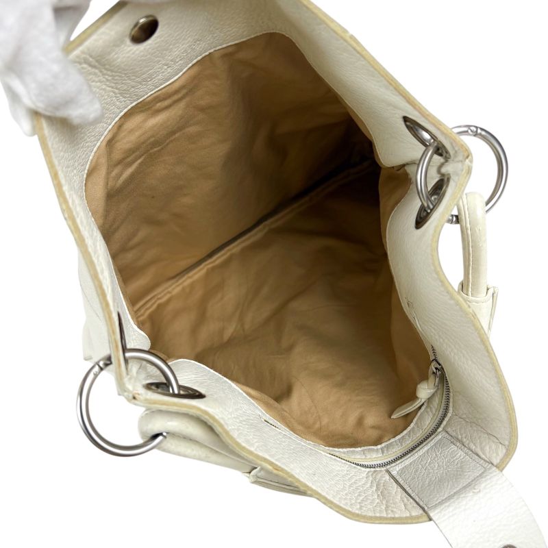 Bottega Veneta Shoulder Bag Leather White Hobo