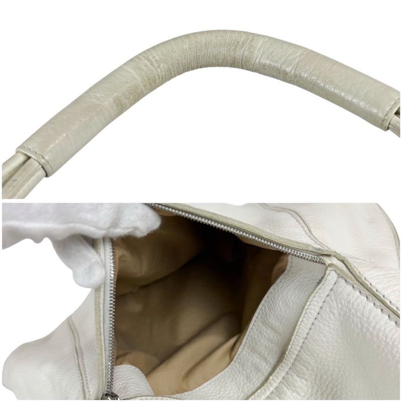 Bottega Veneta Shoulder Bag Leather White Hobo