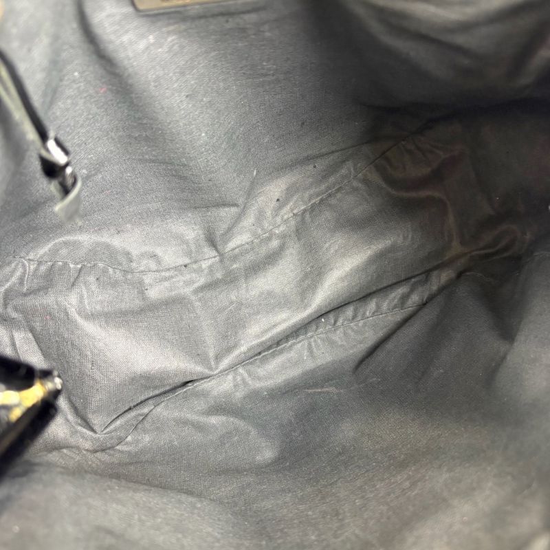 Bottega Veneta Patent Leather 2-Way Shoulder Bag Black Intrecciato Braid