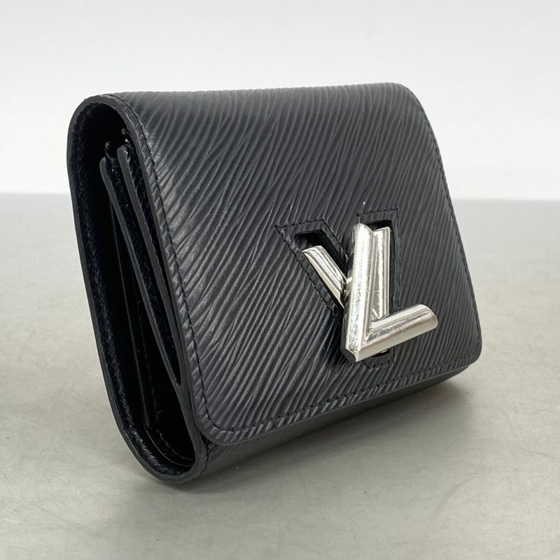 Louis Vuitton Trifold Wallet Epi Portefeuille Twist Compact Noir Black