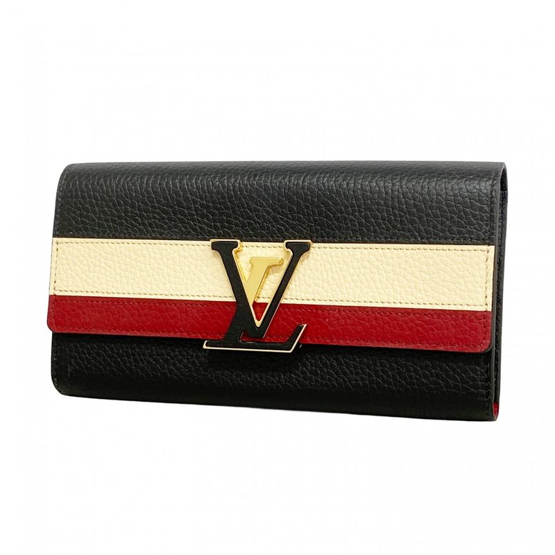 Louis Vuitton Wallet Taurillon Portefeuille Capucines Noir Black