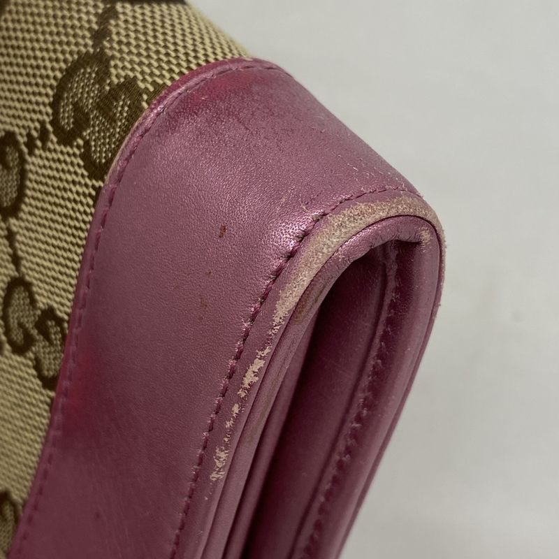 Gucci Wallet GG Canvas Brown Pink Champagne Gold