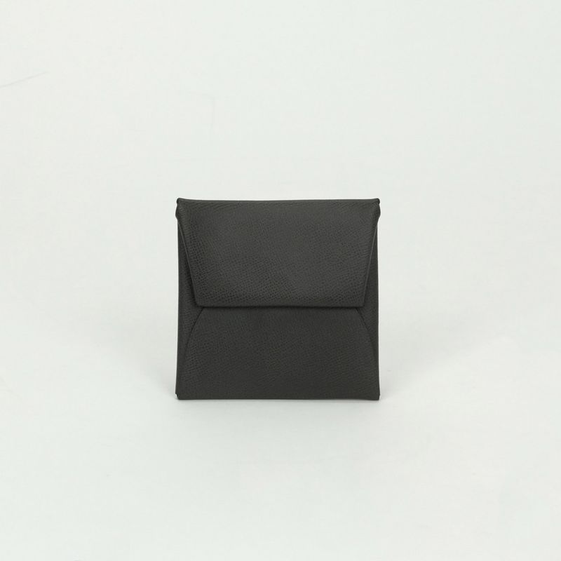 Hermes Bastia Wallet Coin Purse Madame Gray Silver