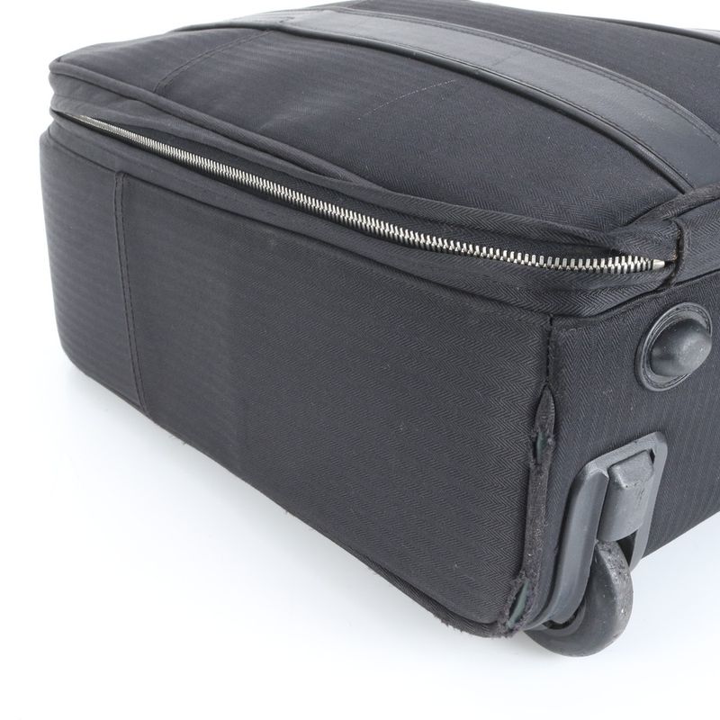 Hermes Acapulco Leather Canvas Shoes Carry Case Bag Business Travel Black