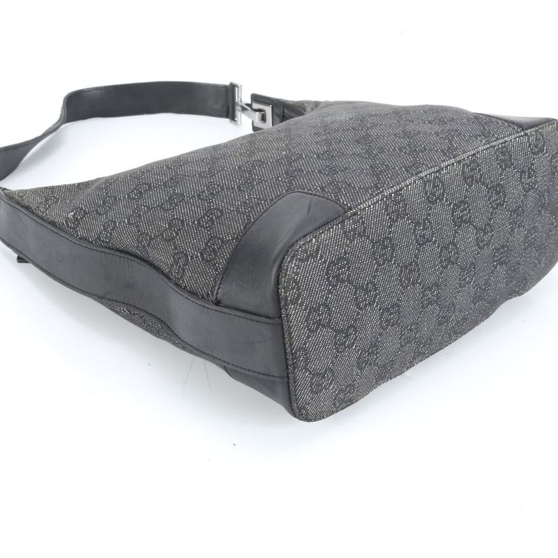 Gucci GG Canvas Hobo Leather Shoulder Bag