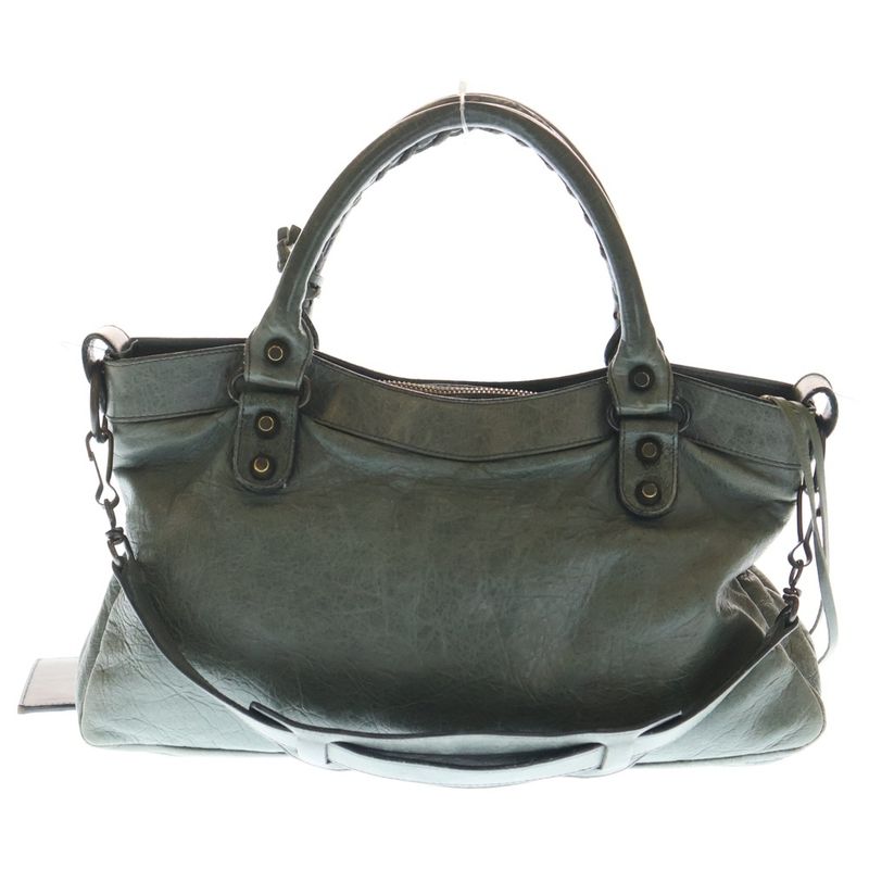 Balenciaga the First 2-Way Shoulder Bag Green Leather Gold