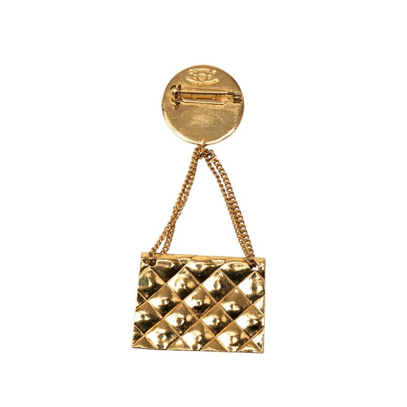 Chanel CC Logo Quilted Bag Motif Vintage Gold Plated