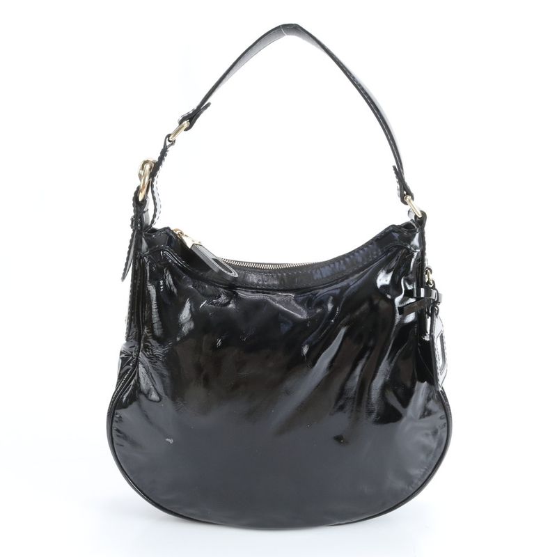 Gucci Hobo Leather Shoulder Bag Hand Black