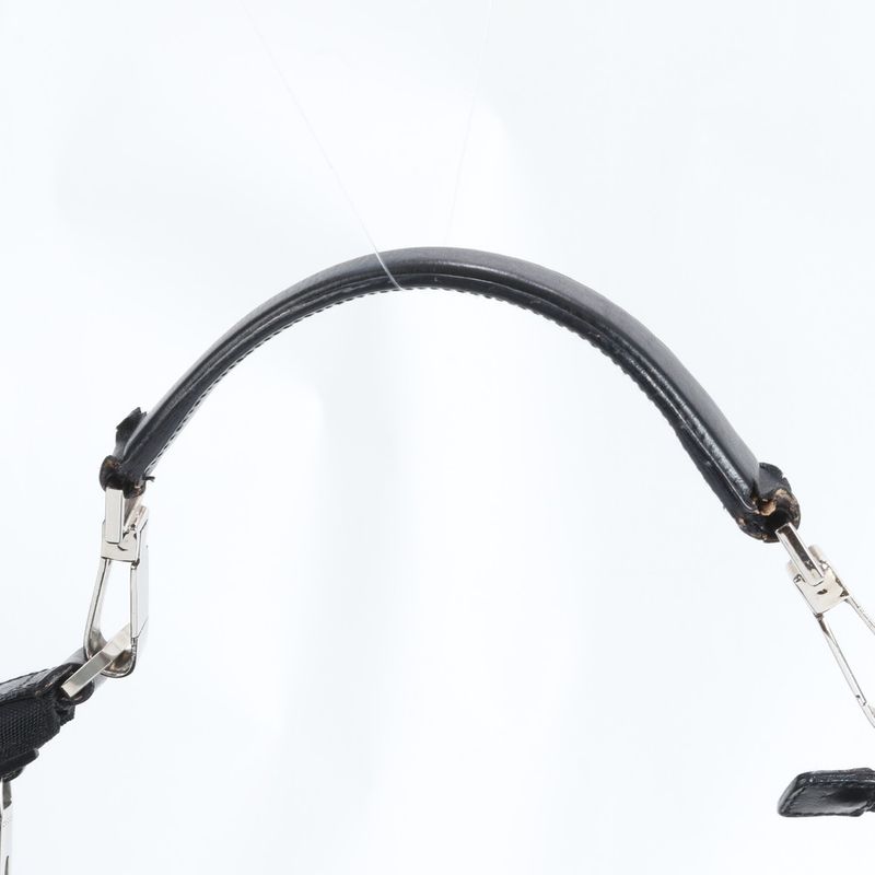 Gucci Hobo Leather Nylon Shoulder Bag Hand Black