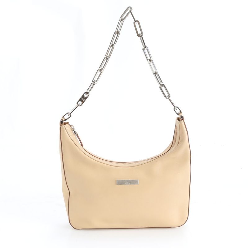 Gucci Hobo 001 Leather Chain Shoulder Bag Hand Beige