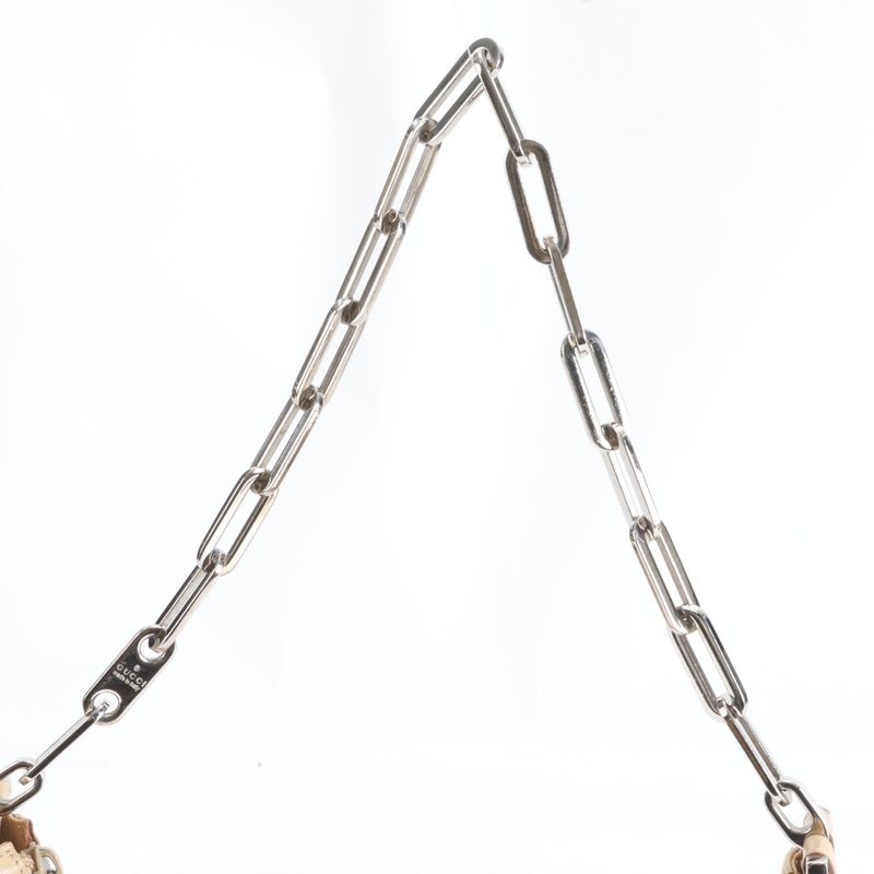 Gucci Hobo 001 Leather Chain Shoulder Bag Hand Beige