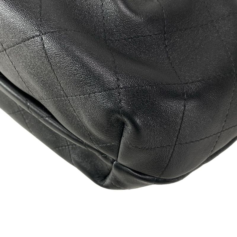 Chanel Handbag Quilted Hobo Black Light Brown Dark Lambskin