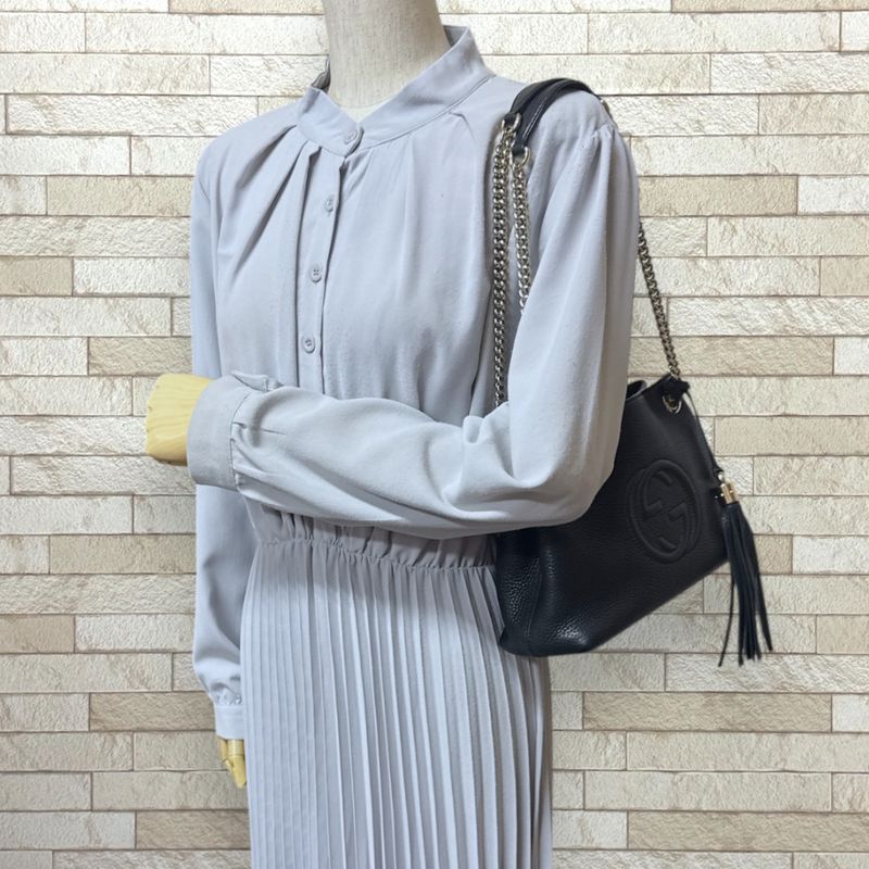 Gucci Soho Shoulder Bag Leather Black Ladies