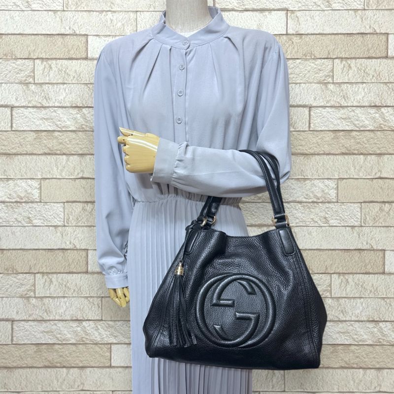 Gucci Soho Shoulder Bag Leather Black Ladies