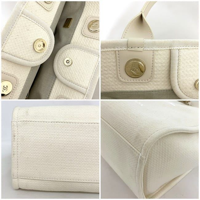 Chanel 2-Way Tote Bag Deauville MM White