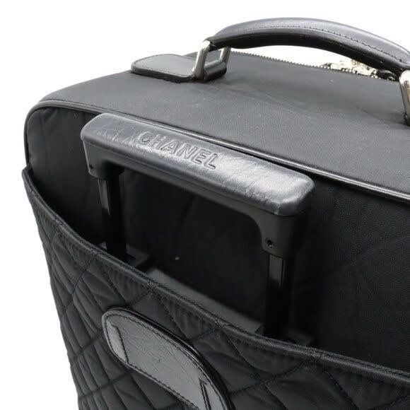 Chanel CC Quilted Nylon Luggage Carry-on Trolley Wheels Travel Bag