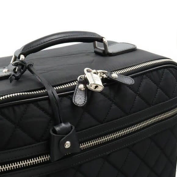 Chanel CC Quilted Nylon Luggage Carry-on Trolley Wheels Travel Bag