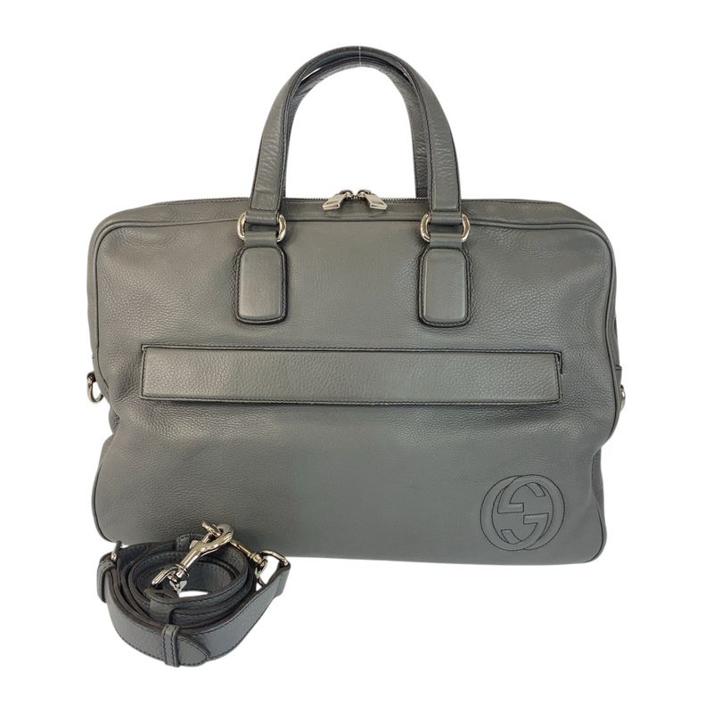 Gucci Soho Grey Silver Hardware Leather Business Bag Shoulder Bag