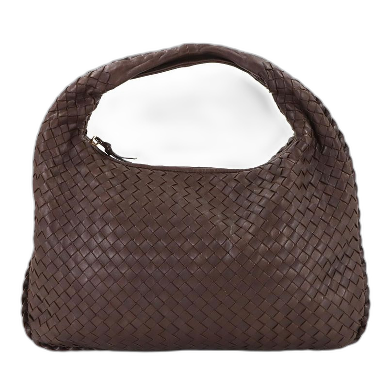 Bottega Veneta Intrecciato Hobo Shoulder Bag Leather Brown