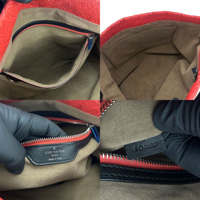 Louis Vuitton Shoulder Bag Hobo GM Monogram Anthea Leather Red Black One