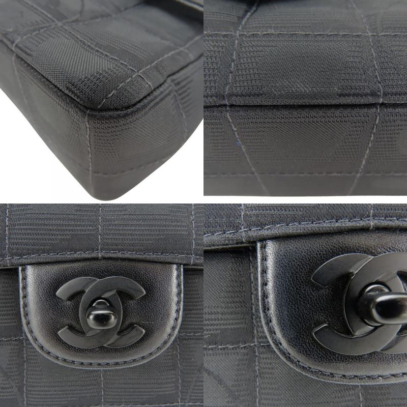 Chanel Chanel Shoulder Bag New Travel Line Jacquard Nylon Black 7 th