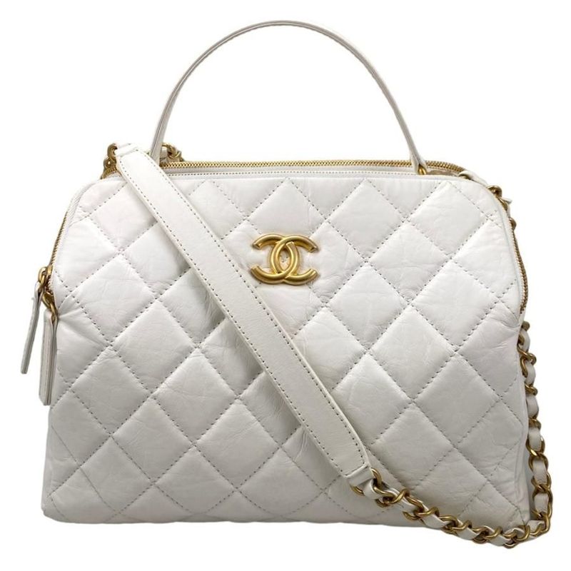 Chanel As3740 Beau Sling Bag Calf Handbag Shoulder Bag Random Plate White
