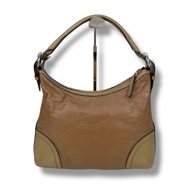 Gucci One Shoulder Bag Horsebit Pattern Brown All Leather Hobo Soho Shoulder