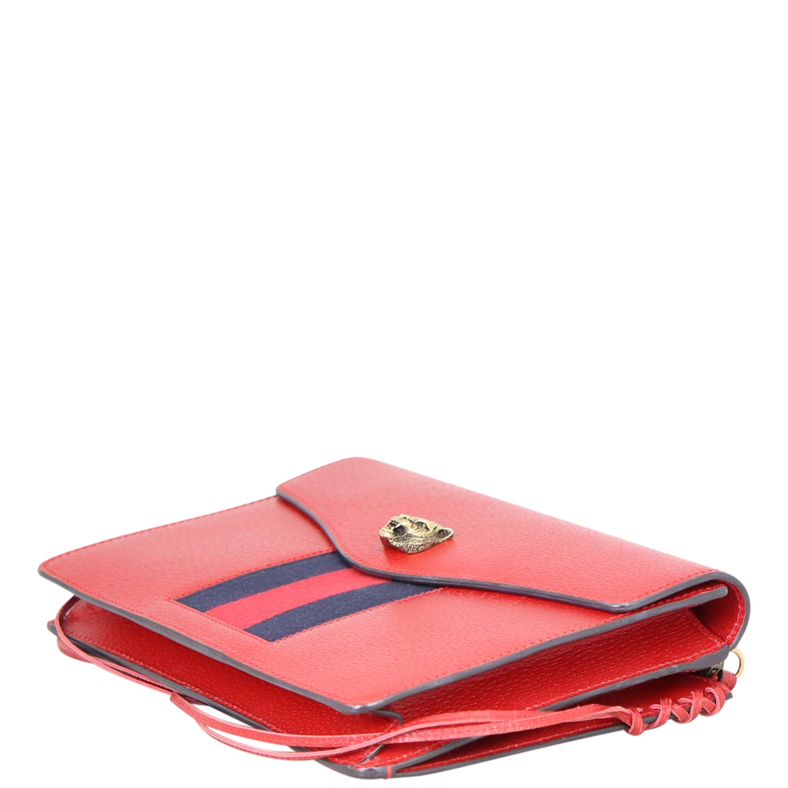 Gucci Animalier Web Leather Flap Clutch