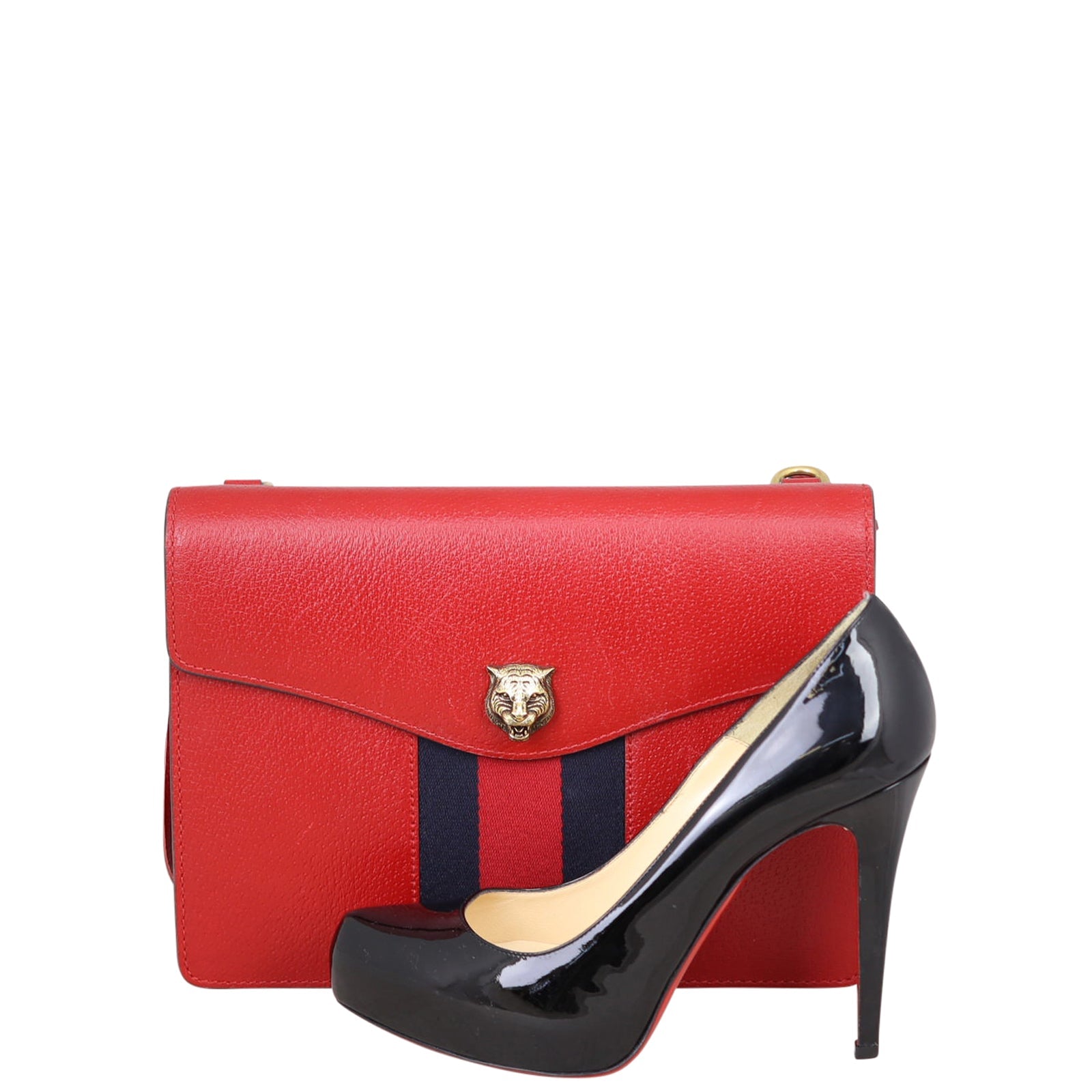 Gucci Animalier Web Leather Flap Clutch