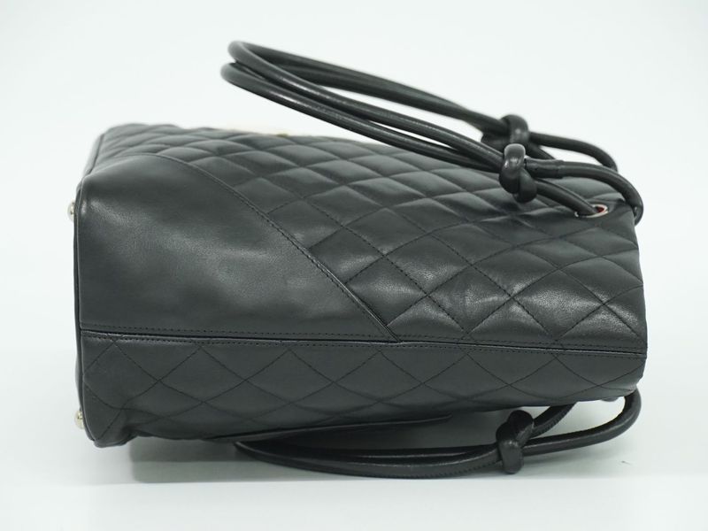 Chanel Chanel Cambon Line Tote Handbag Leather Black White