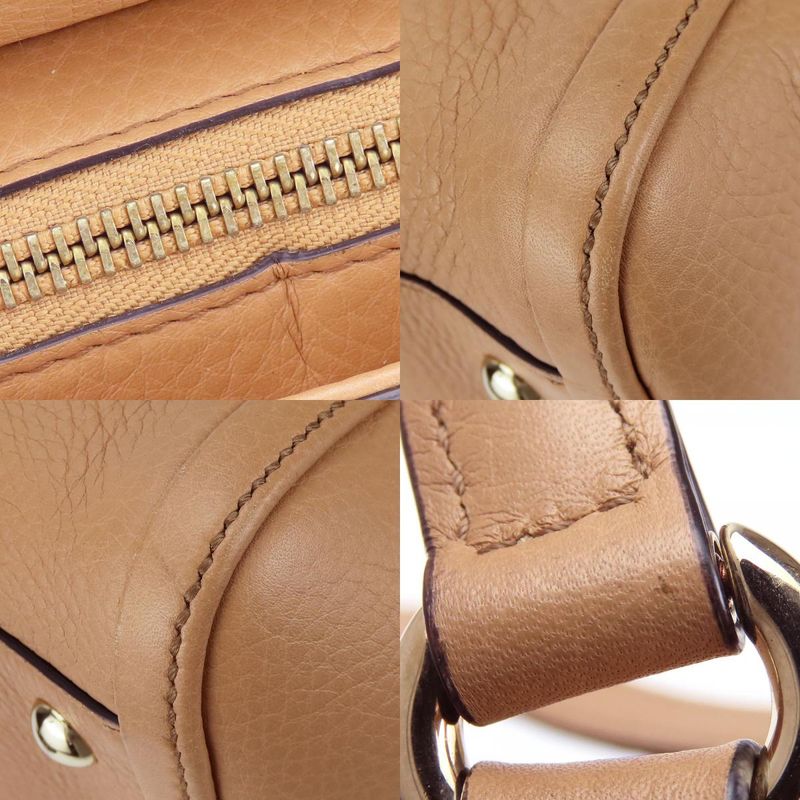 Gucci Handbag Soho Interlocking Tassel Leather Beige Gold Hardware 2-Way