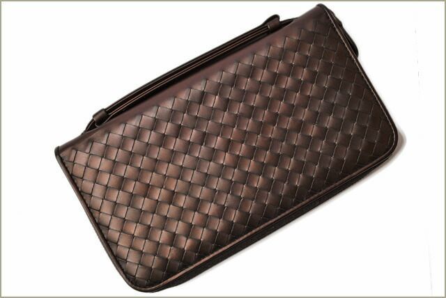 Bottega Veneta Long Wallet Travel Case Round Zipper Closure