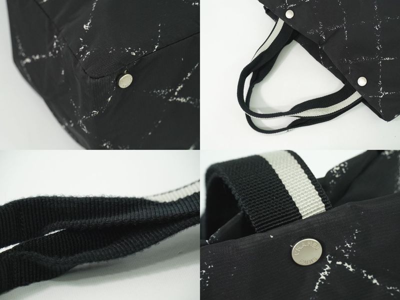 Chanel New Travel Line Tote Bag Handbag Nylon Black New Travel Line