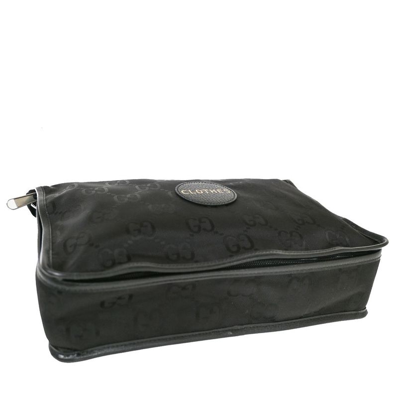 Gucci GG Travel Pouch Clothes Nylon Leather Black 33 Fa226