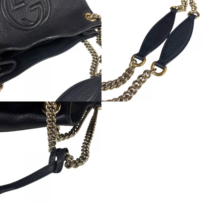 Gucci Soho Shoulder Bag Leather Black Ladies