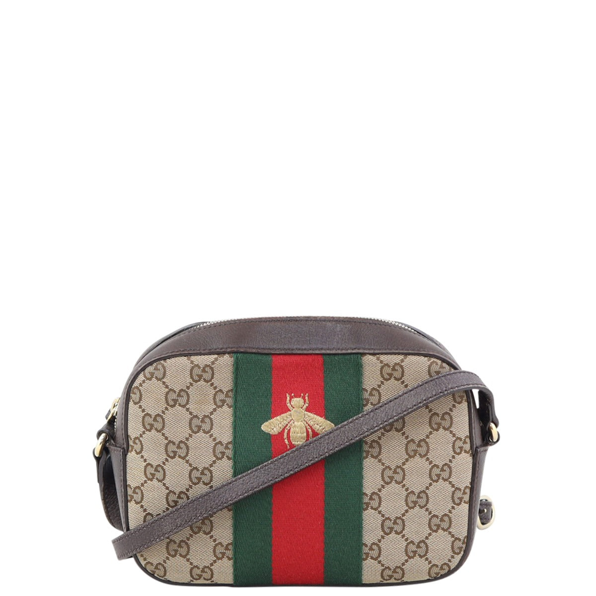 Gucci GG Canvas Webby Bee Crossbody Bag